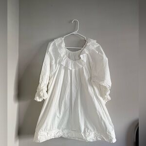 White Ruffled Cotton Peasant Dress